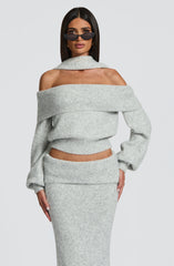 Andie Maxi Skirt - Light Grey Marl