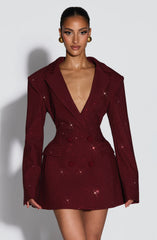 Elvira Mini Dress - Burgundy Sparkle